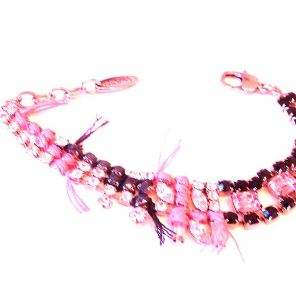 Joomi Lim Women's Onxy and Gemstone Cystal Fringe Link Bracelet NWOT 158 - Picture 3 of 9